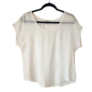Joie 100% Silk White Lightweight Sheer Blouse Top Short Sleeve Shirt Size XS